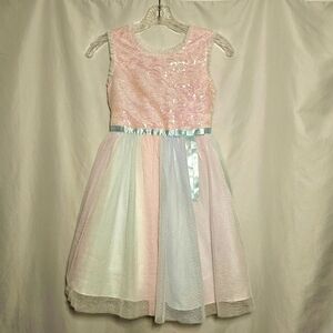 Jona Michelle Girls Sleeveless Spring Easter Cotton Candy Pastel Dress Size 8